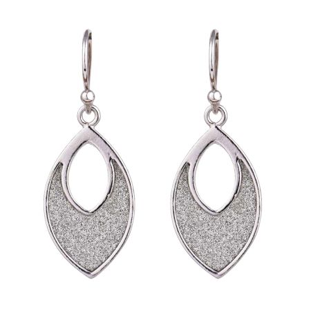 Shimmery Fill In 92.5 Sterling Silver Teardrop Frame Earrings
