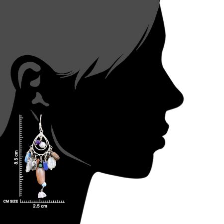 Colorful Stone 92. 5Sterling Stone Earrings Cascade Hippie Earrings