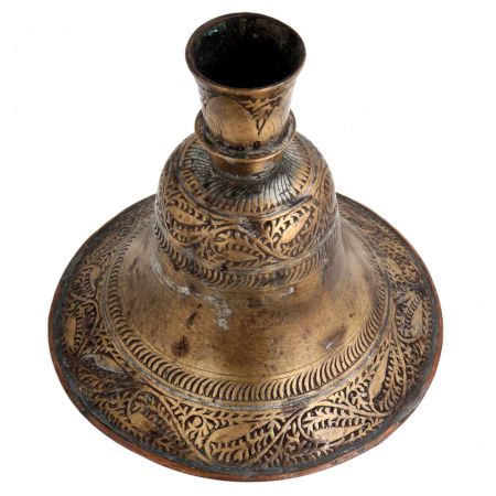 Brass Hookah Base Engraved Leaves With Round Base