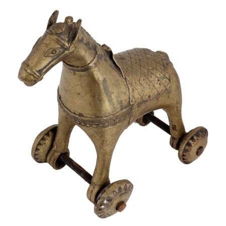 Brass Horse Temple Toy On Wheels