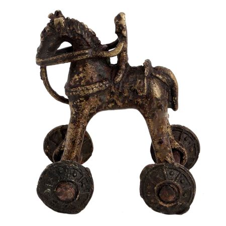 Brass Temple Toy Rider On Horse Collectable Toy
