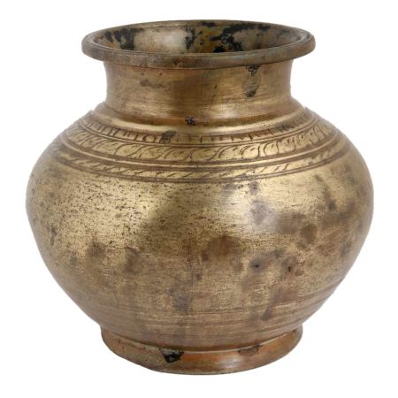 Brass Worship Pot Carved Design On Neck