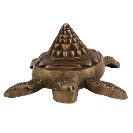 Brass Shree Mantra on Tortoise Back Good Luck Statue