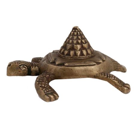 Brass Shree Mantra on Tortoise Back Good Luck Statue