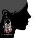 Sterling Silver Bali Hoop Earrings With Multi colored Stone Tassel