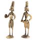 Brass Tribal Musical Couple Statue In Pair