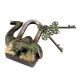 Brass Camel Padlock Lock With Keys In Pair Patina Finish