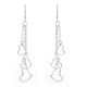 92.5 Sterling Silver Heart Chain Hanging Earrings