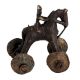 Brass Horse Temple Toy With Rider On Wheels