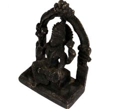 Black Brass Goddess Laxmi Statue On Chowki And Prabhavali