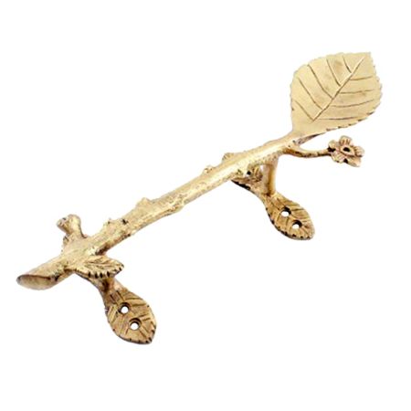 Golden Brass Leaf Figurine Door Handle