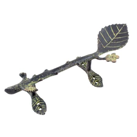 Brass Single Big And Small Leaves Door Handle Antique Finish