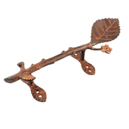Brass Leaf Figurine Door Handle Cooper Finish