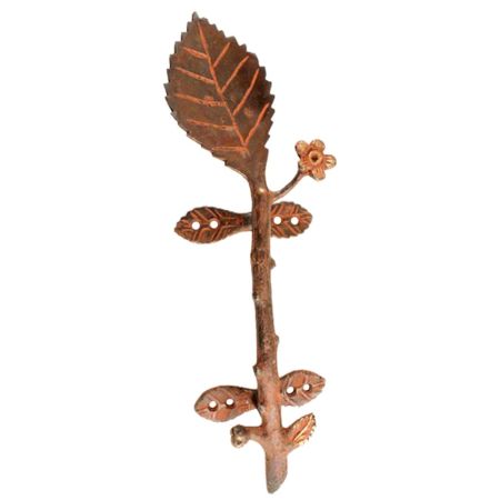 Brass Leaf Figurine Door Handle Cooper Finish