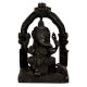 Black Brass Sitting Ganesha Statue With Prabhavali