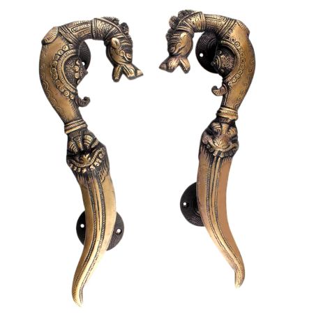 Brass Vintage Door handle Horse Head Sword End Design