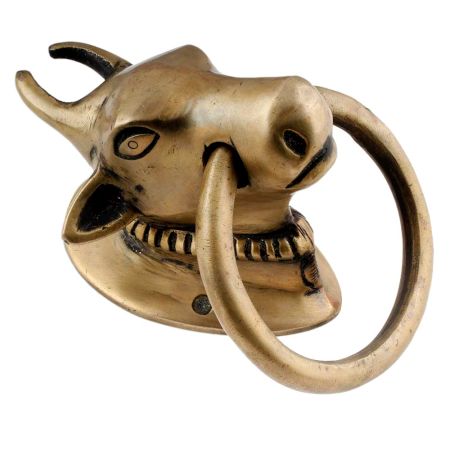 Heavy Golden Brass Bull Towel Holder Planter Holder