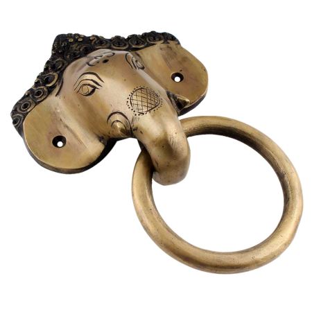 Brass Elephant Head Ganpati Face Towel Holder