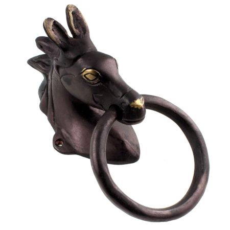 Wild Horse Head Brass Towel Holder In Black Finish