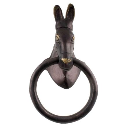 Wild Horse Head Brass Towel Holder In Black Finish