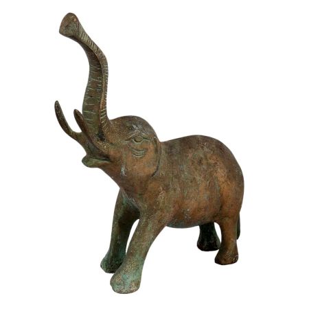 Old Brass Elephant Statue With Trunk Up