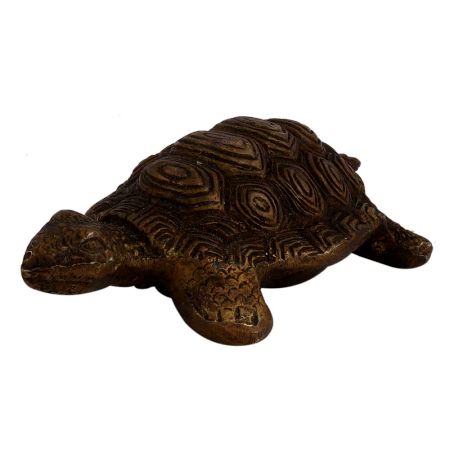 Old Brass Engraved Tortoise Figurine With Shell