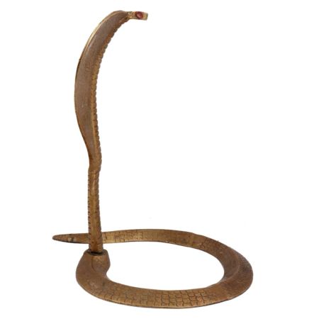 Etched Hindu Brass Cobra Head Nag Devta Statue
