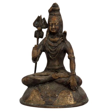 Brass Mahakal Shiva Meditating Statue On Lion Base