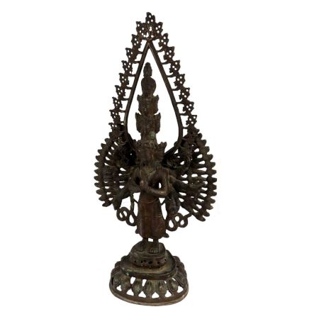 Handmade Brass Statue Of Eleven-Headed Avalokiteshvara