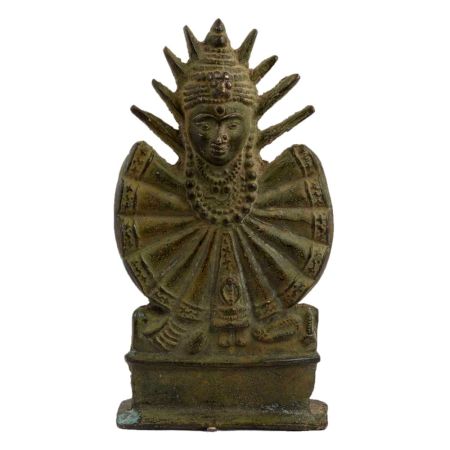 Old Brass Tribal Goddess Mata Statue With Unusual Outfit