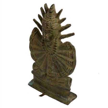 Old Brass Tribal Goddess Mata Statue With Unusual Outfit