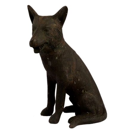 Hand Made Sitting Dog Statue With Lovely Fur Gifting Statue