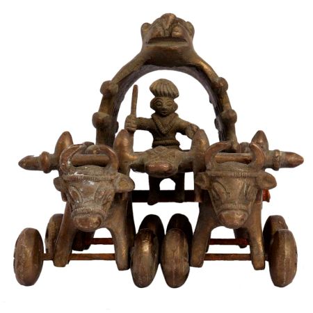 Brass Vintage Bullock Cart Statue  Home Decoration
