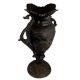 Black Brass Urn Flower Vase Mystical Birds Carved Pattern Clouds And Swirl Peacock Handles