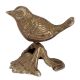 Handmade Brass Wren On Branch Statue With Silver Finish