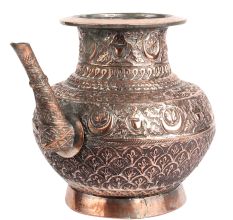 Copper Holy Water Pot With Floral Motifs And Stout