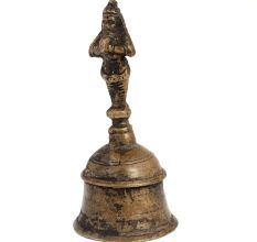Brass Handheld Worship Bell With Goddess Finial