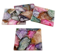 Multicolor Square Agate Coasters Set of 4 Pieces