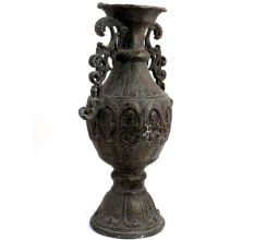 Black Brass Urn Shaped Vase With Decorative Handles