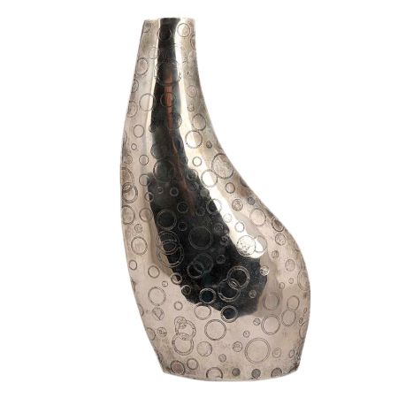 Brass Polka Dot Engraved Asymmetrical Vase
