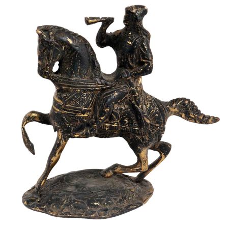Brass Soilder Statue Riding Horse and Blowing Trumpet