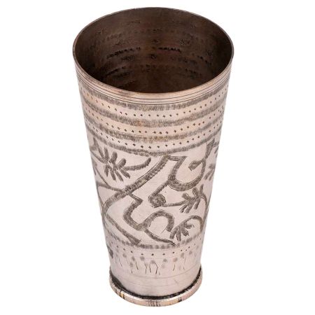 Authentic Brass Punjabi lassi Glass Carved With Jai Hind