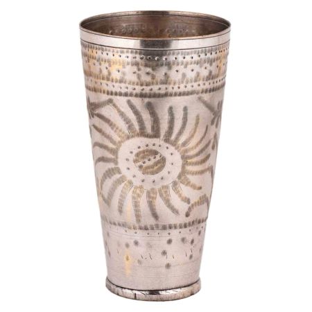 Sunflower Carved Tall Brass Lassi Glass