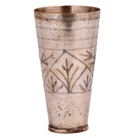 Leaves Bands Carved Brass Punjabi Lassi Glass