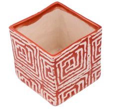 Red And White Maize Square Ceramic Pot Planter
