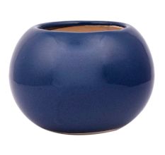 Dark Blue Round Shape Ceramic Pot