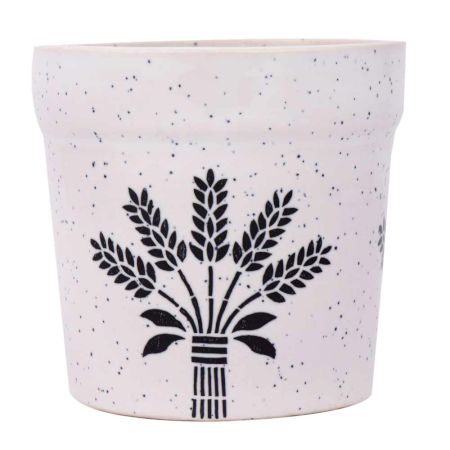 Hand painted Vase With Flowers On White Ceramic Pot or Planter