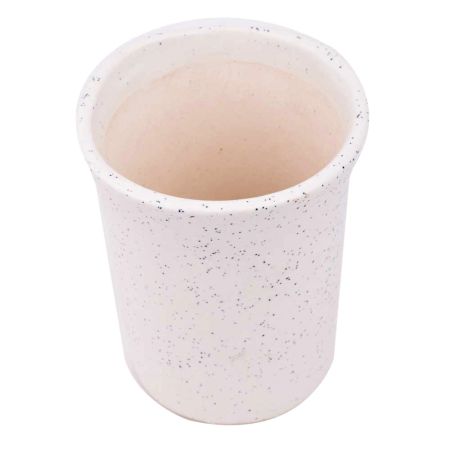 Glass Shape White Ceramic Pot With Tiny Black Dot