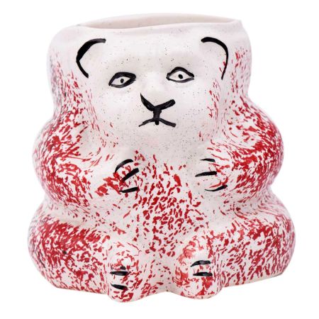 White And Red And Black Pattern Panda Ceramic Pot