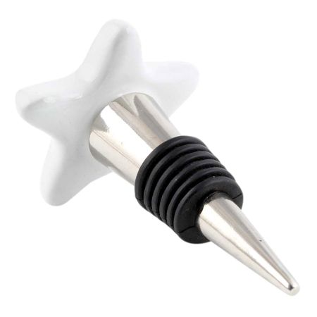 Solid White Star Ceramic Wine Bottle Stopper